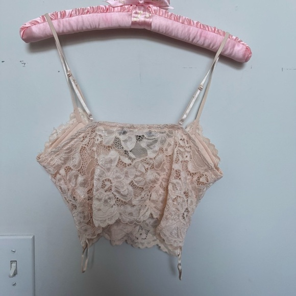 NWT Zara Delicate Lace Crop Top in Soft Blush Bralette dainty coquette M - Picture 5 of 5